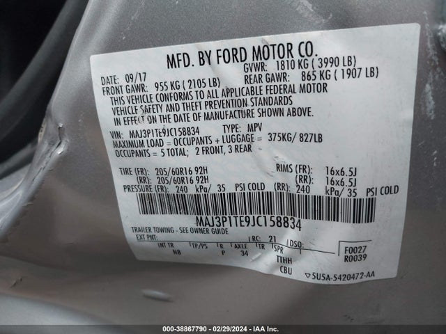 Ford Ecosport Se 2018 MAJ3P1TE9JC158834 Image 9