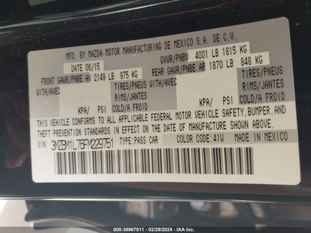 Mazda Mazda3 I Touring 2015 3MZBM1L76FM229751 Image 9