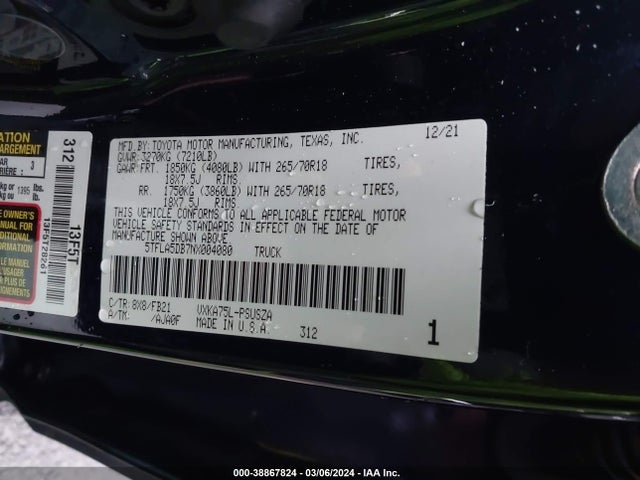 Toyota Tundra Sr5 2022 5TFLA5DB7NX004080 Image 9