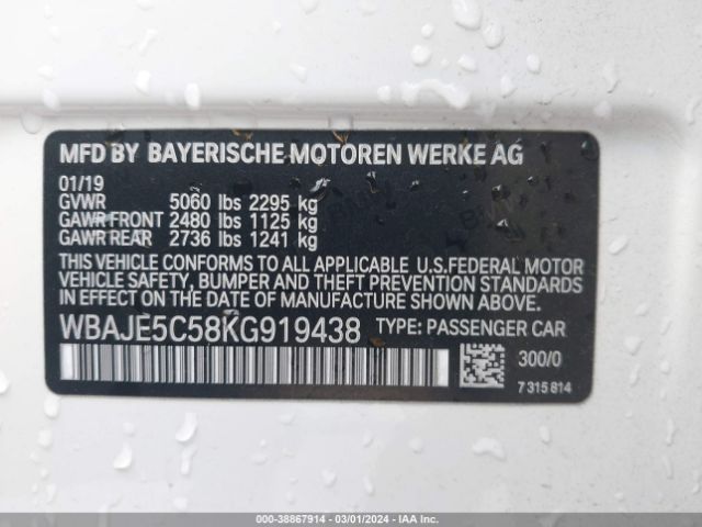 WBAJE5C58KG919438 BMW 540I