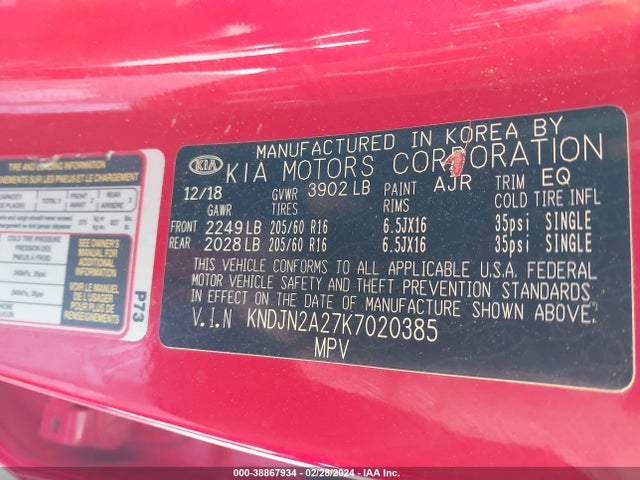 KIA Soul 2019 KNDJN2A27K7020385 Image 9
