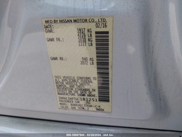 Nissan Altima 2.5 Sr 2016 1N4AL3AP7GC181251 Image 9