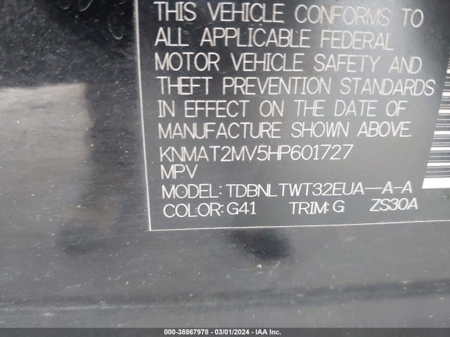 Nissan ROGUE S/SV 2017 KNMAT2MV5HP601727 Image 9