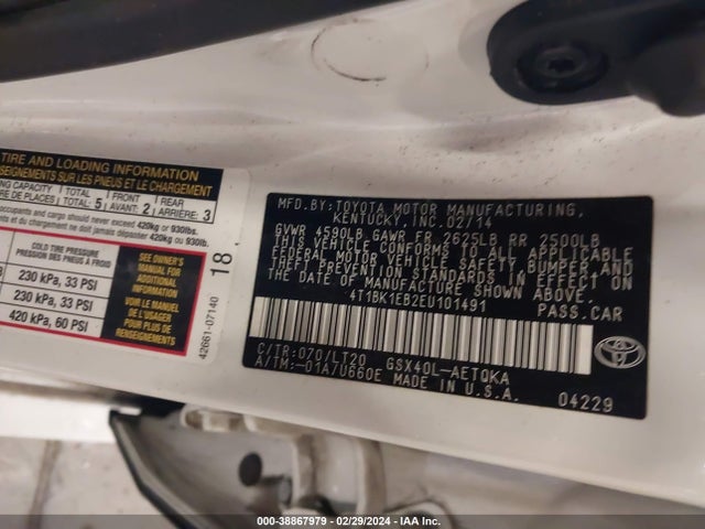 Toyota Avalon Xle Touring 2014 4T1BK1EB2EU101491 Image 9