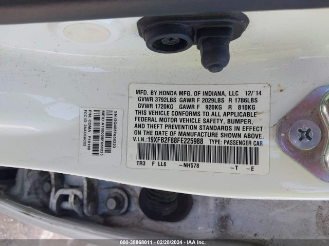 Honda CIVIC EX 2015 19XFB2F88FE225988 Image 9