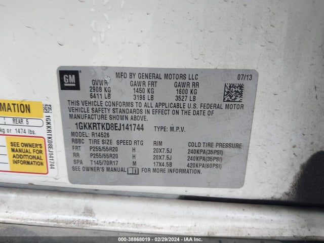 GMC Acadia Denali 2014 1GKKRTKD8EJ141744 Image 9