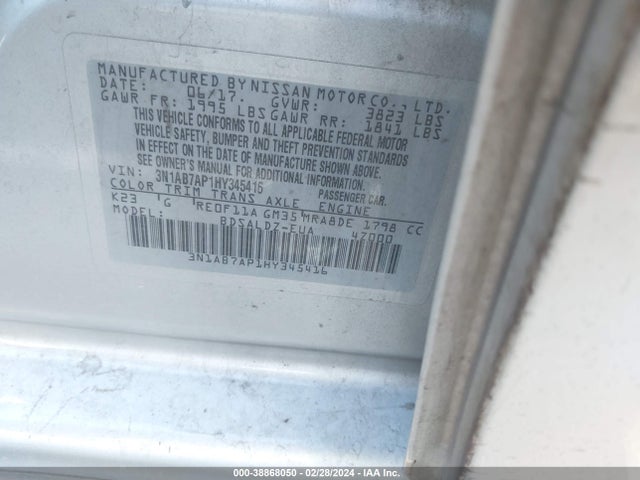 Nissan SENTRA SV 2017 3N1AB7AP1HY345416 Image 9
