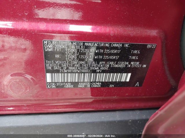 Toyota Rav4 Xle 2023 2T3W1RFV8PW298883 Image 9