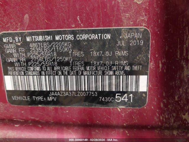 JA4AZ3A37LZ007753 Mitsubishi Outlander Es 2.4 S-awc
