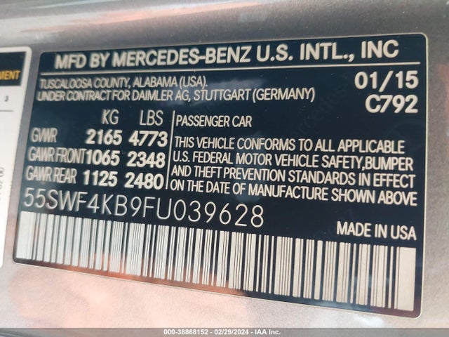 55SWF4KB9FU039628 Mercedes-Benz C 300 4matic/luxury 4matic/sport 4matic