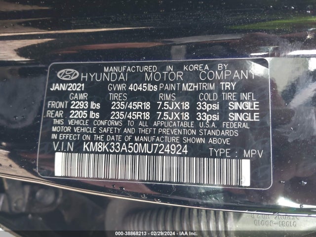 Hyundai Kona Limited 2021 KM8K33A50MU724924 Image 9