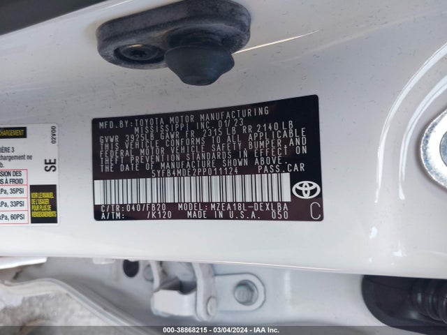 Toyota COROLLA LE 2023 5YFB4MDE2PP011124 Image 9