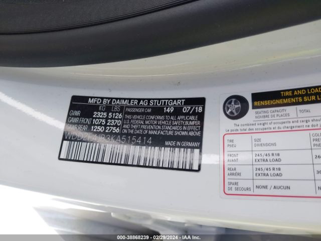 WDDZF4JB3KA515414 Mercedes-Benz E 300