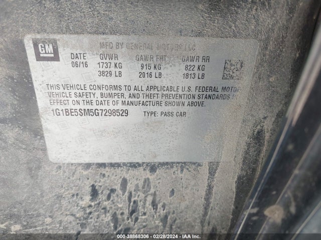 1G1BE5SM5G7298529 Chevrolet le2 - di: direct injection, alum, vvt, gen i, gmna