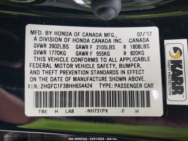 Honda Civic Ex-t 2017 2HGFC1F38HH654424 Image 9