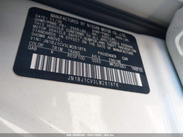 JN1BJ1CV3LW281878 Nissan Rogue Sport Sv Fwd Xtronic Cvt