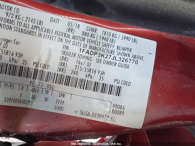 Ford FOCUS SE 2018 1FADP3K27JL326770 Image 9