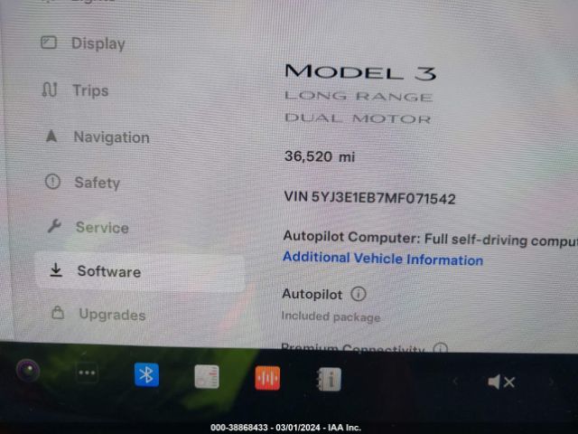 5YJ3E1EB7MF071542 Tesla Model 3 Long Range Dual Motor All-wheel Drive