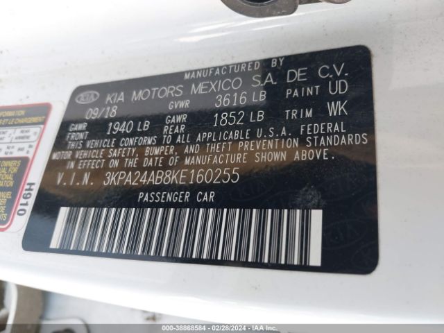 3KPA24AB8KE160255 KIA RIO S
