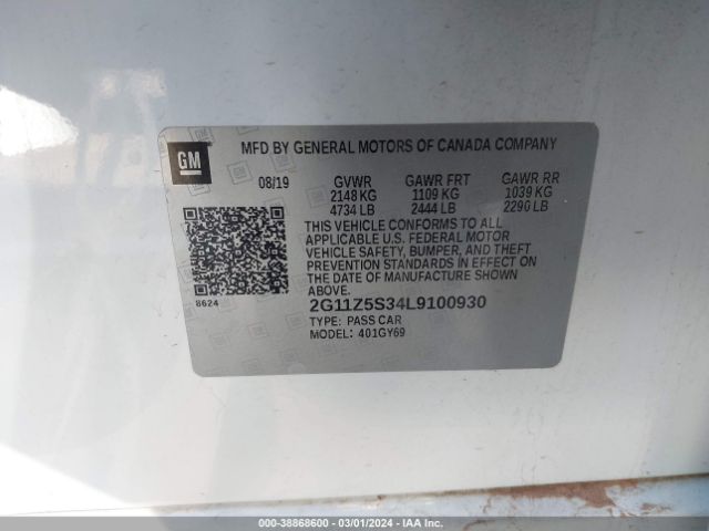 2G11Z5S34L9100930 Chevrolet Impala Fwd Lt
