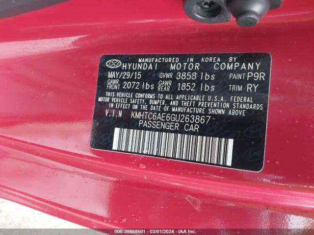 Hyundai Veloster Turbo 2016 KMHTC6AE6GU263867 Image 9