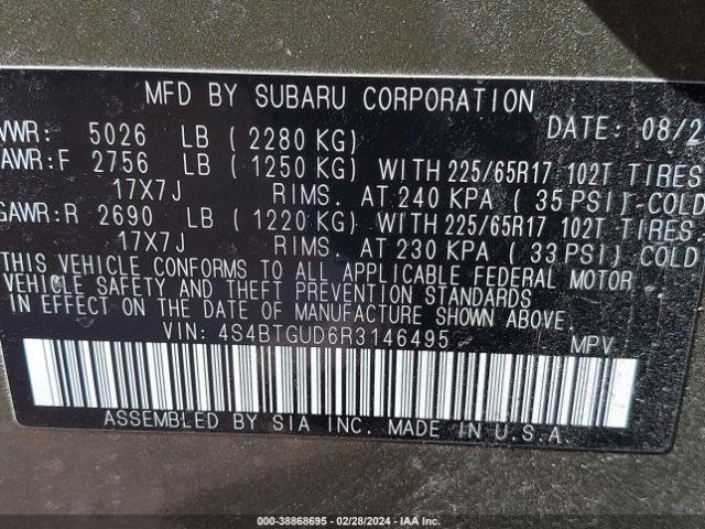 4S4BTGUD6R3146495 Subaru Outback Wilderness
