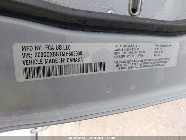 Dodge Charger Sxt Rwd 2021 2C3CDXBG1MH608930 Image 9