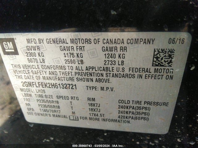 Chevrolet EQUINOX LT 2017 2GNFLFEK2H6132721 Image 9