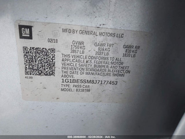 Chevrolet Cruze Lt Auto 2018 1G1BE5SM8J7177453 Image 9