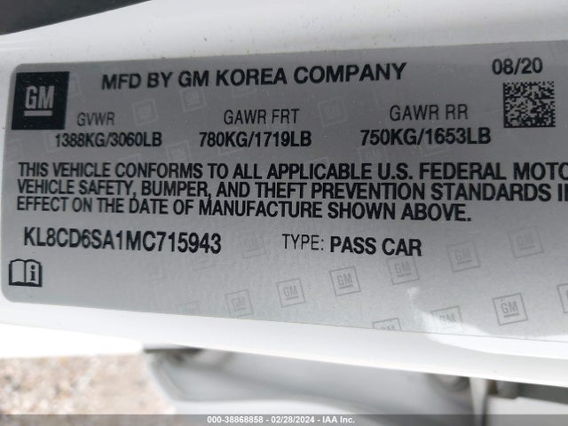 Chevrolet Spark Fwd 1lt Automatic 2021 KL8CD6SA1MC715943 Image 9