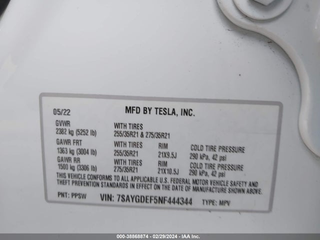 7SAYGDEF5NF444344 Tesla Model Y Performance Dual Motor All-wheel Drive