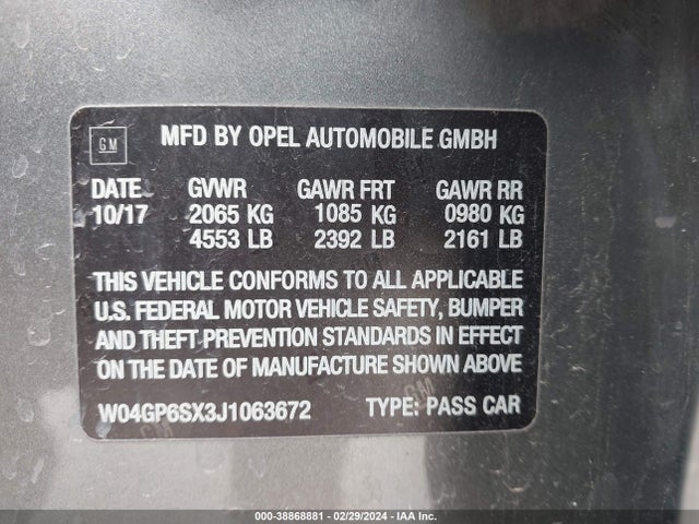 W04GP6SX3J1063672 Buick Regal Sportback Essence