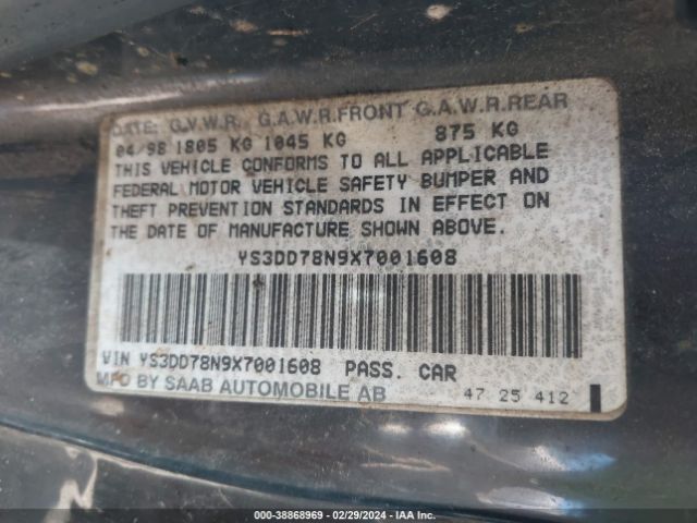 1999 SAAB 9-3 YS3DD78N9X7001608 Photo 8