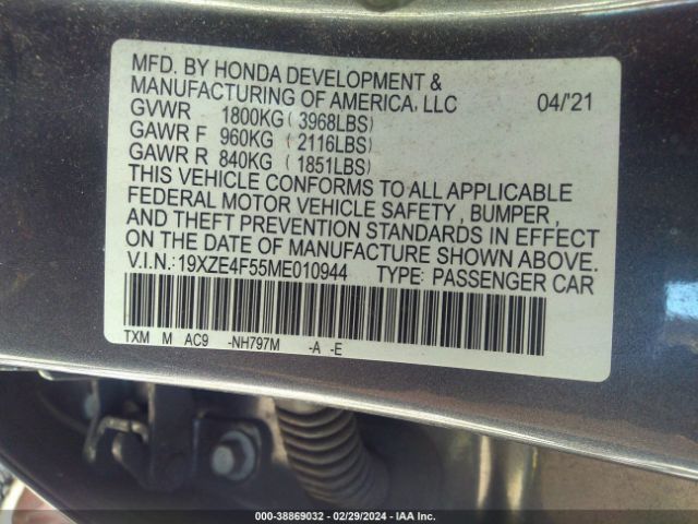 19XZE4F55ME010944 Honda INSIGHT EX
