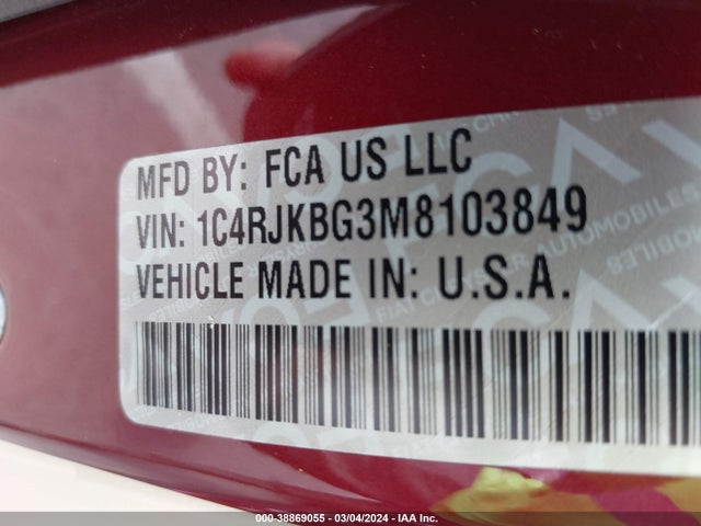 1C4RJKBG3M8103849 Jeep Grand Cherokee L Limited 4x4