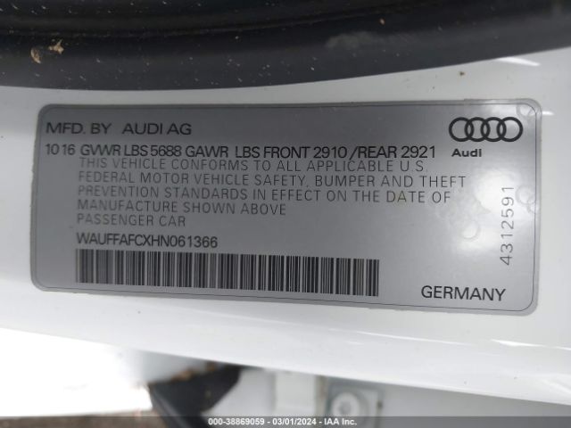 WAUFFAFCXHN061366 Audi S6 4.0t Premium Plus