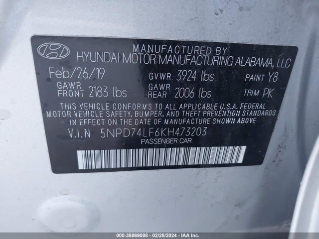 Hyundai ELANTRA SE 2019 5NPD74LF6KH473203 Image 9