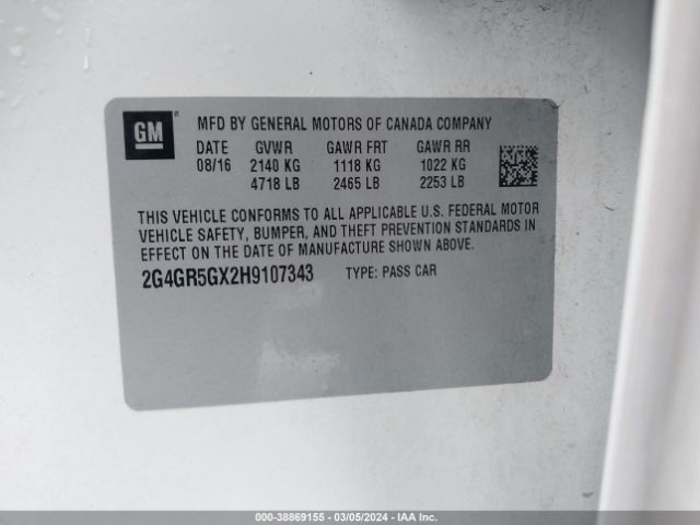 2G4GR5GX2H9107343 Buick Regal Turbo Premium Ii