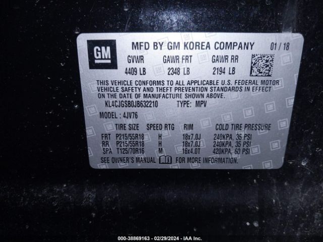 KL4CJGSB0JB632210 Buick Encore Essence