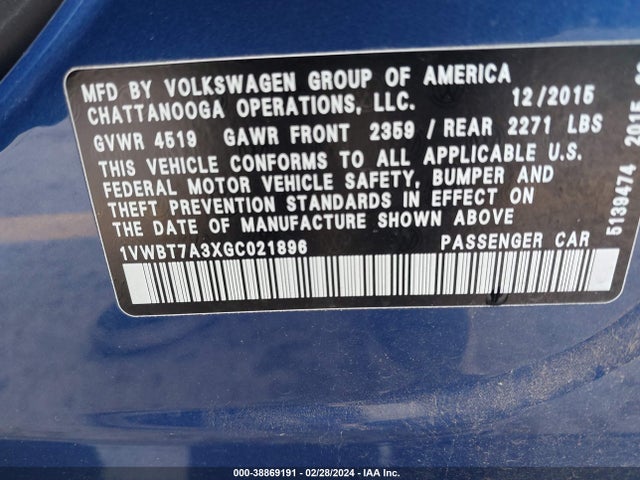 1VWBT7A3XGC021896 Volkswagen Passat 1.8t Se