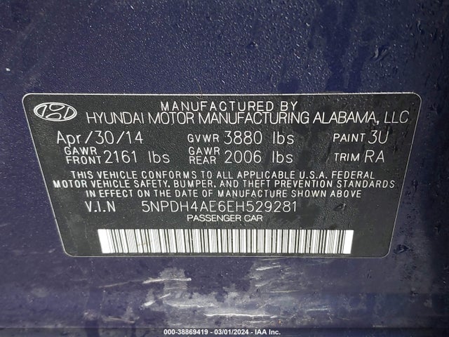 Hyundai ELANTRA SE 2014 5NPDH4AE6EH529281 Image 9