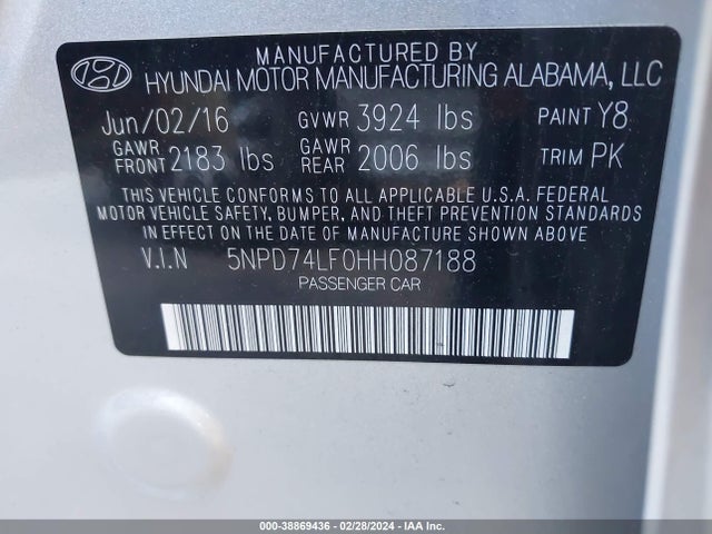Hyundai ELANTRA SE 2017 5NPD74LF0HH087188 Image 9