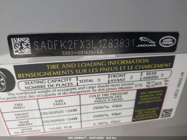 2020 JAGUAR E-PACE SADFK2FX3L1Z83831 Photo 8