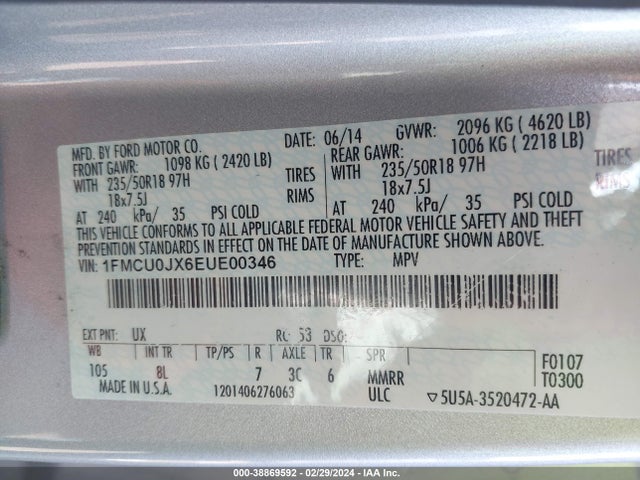 Ford Escape Titanium 2014 1FMCU0JX6EUE00346 Image 9