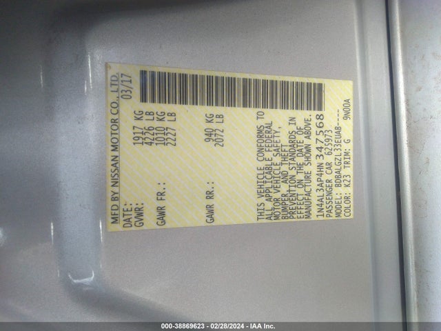 Nissan Altima 2.5 S 2017 1N4AL3AP4HN347568 Image 9