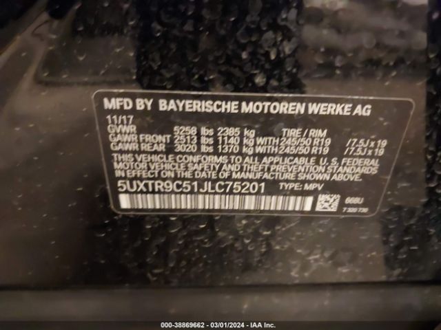 5UXTR9C51JLC75201 BMW X3 Xdrive30i