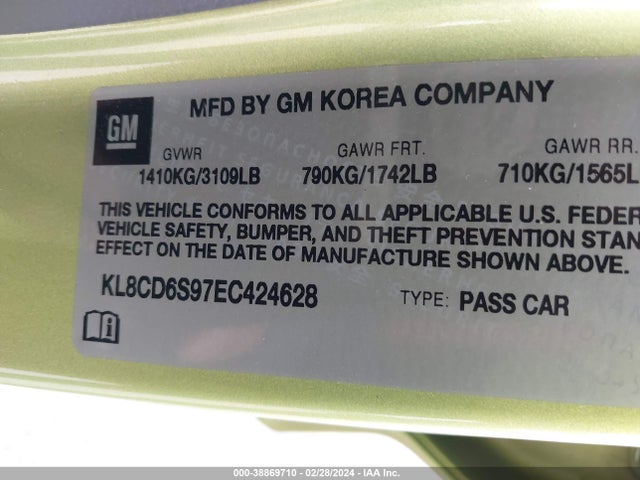 Chevrolet Spark 1lt Auto 2014 KL8CD6S97EC424628 Image 9