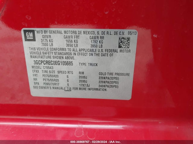 Chevrolet Silverado 1500 1lt 2014 3GCPCREC0EG105685 Image 9