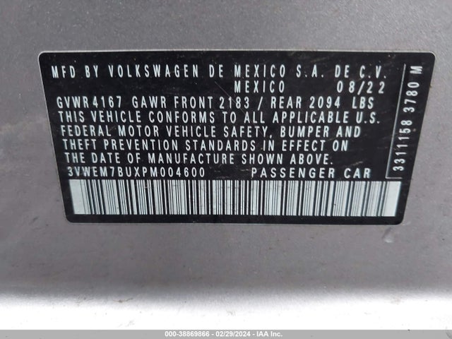 3VWEM7BUXPM004600 Volkswagen Jetta 1.5t Se