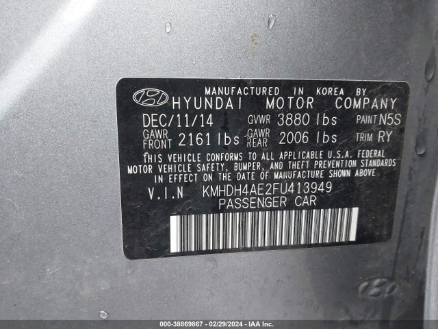 Hyundai ELANTRA SE 2015 KMHDH4AE2FU413949 Image 9